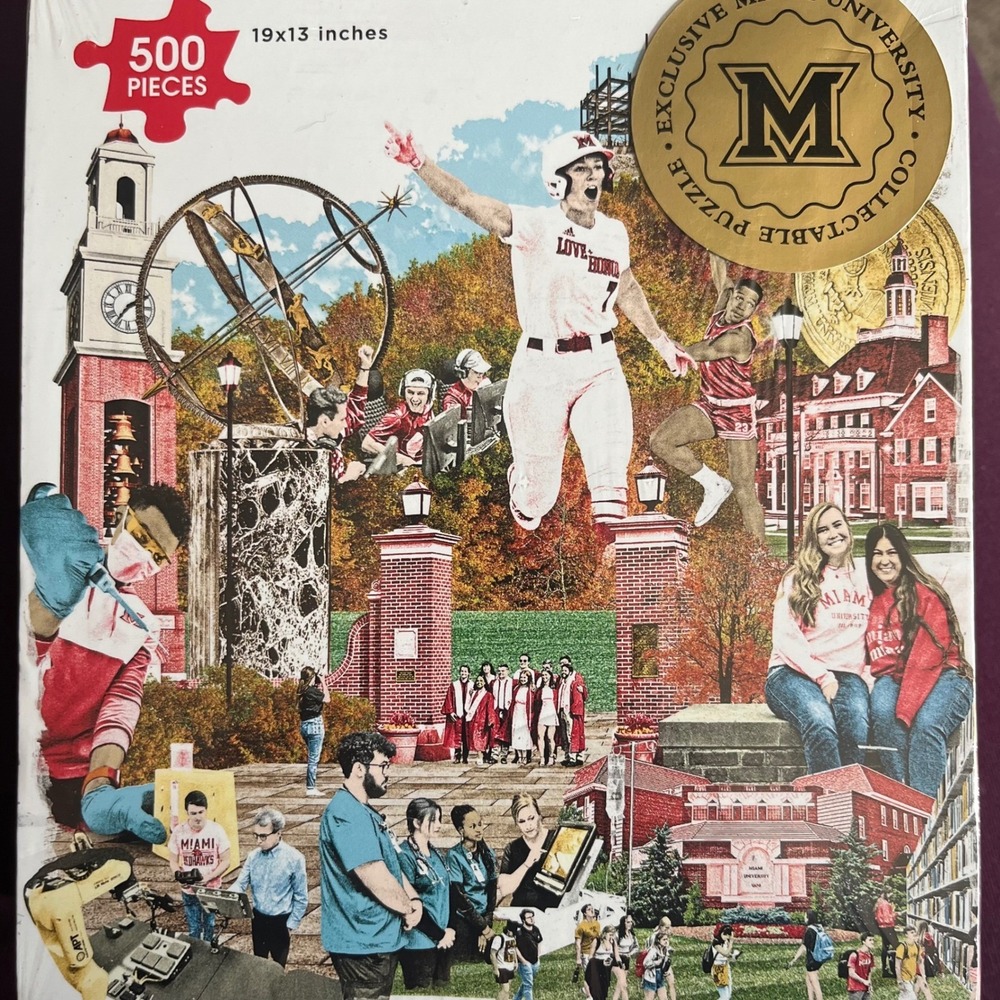 New Sealed Miami University 500 piece Collectible Jigsaw Puzzle, 19" x 13"